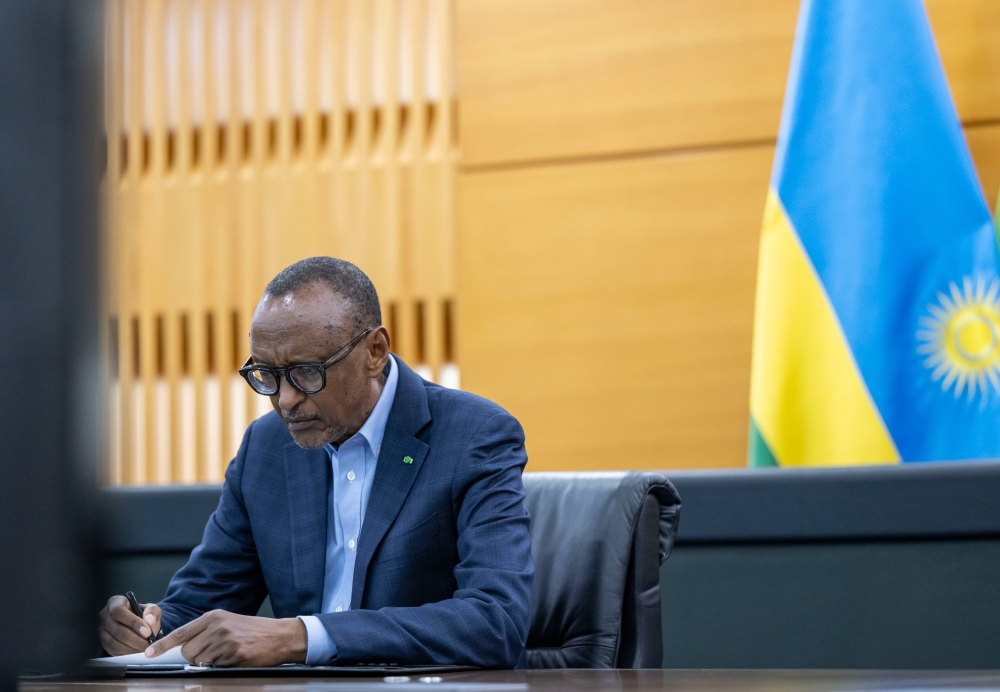President Kagame virtually joined EAC Heads of States for the East African Community led Nairobi Process for the Restoration of Peace and Security in Eastern DR Congo on Monday, November 28. Photo by Village Urugwiro