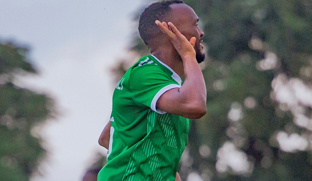 AS Kigali striker Jacques Tuyisenge celebrates the goal. The City of Kigali sponsored team beat Marine Fc 1-0 at Umuganda stadium on November 28. Courtesy