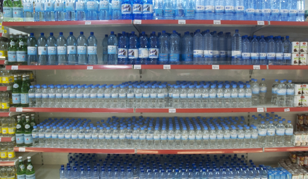  Single use plastic bottles in a supermarket in Kigali. Photo/ Craish Bahizi.