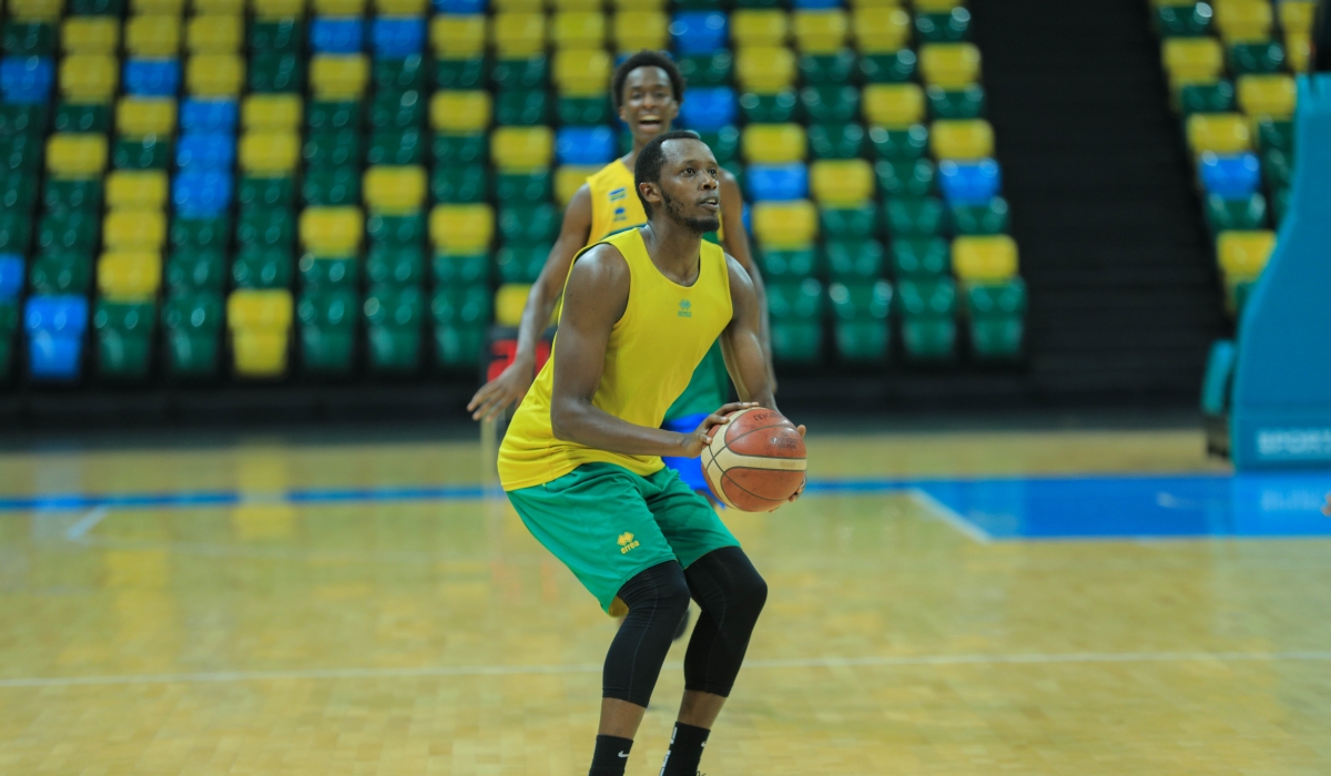 Forward Steven Hagumintwari with ball during a training session. Steven is one of six players of  of the 3x3 national basketball team. File.jpg