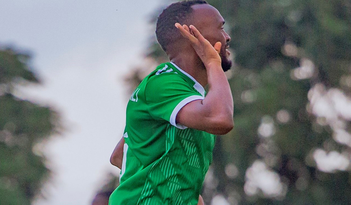 AS Kigali striker Jacques Tuyisenge celebrates the goal. The City of Kigali sponsored team beat Marine Fc 1-0 at Umuganda stadium on November 28. Courtesy
