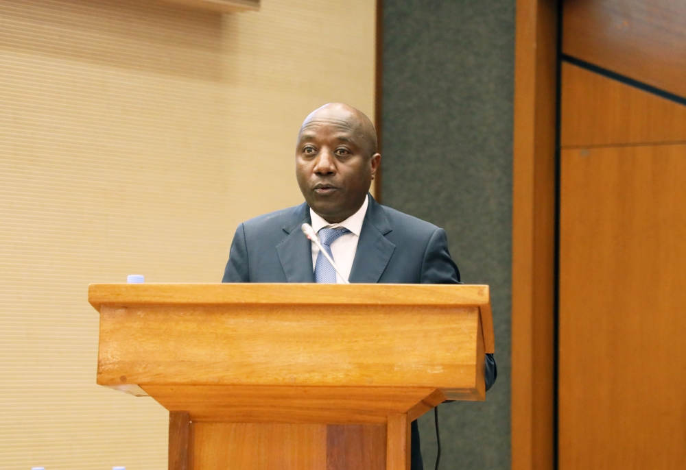 Prime Minister Edouard Ngirente addresses the plenary assembly of both chambers on Friday, December 2. Photo Courtesy