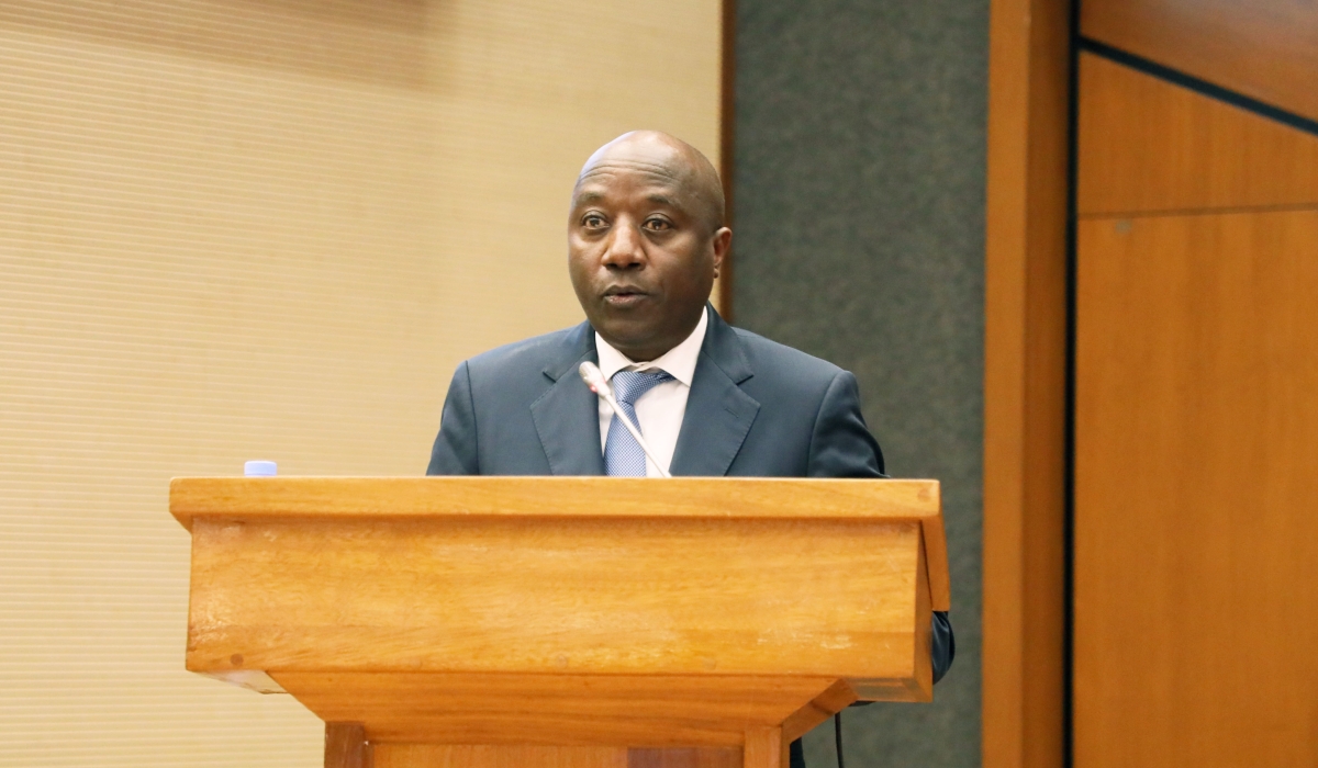 Prime Minister Edouard Ngirente addresses the plenary assembly of both chambers on Friday, December 2. Photo Courtesy