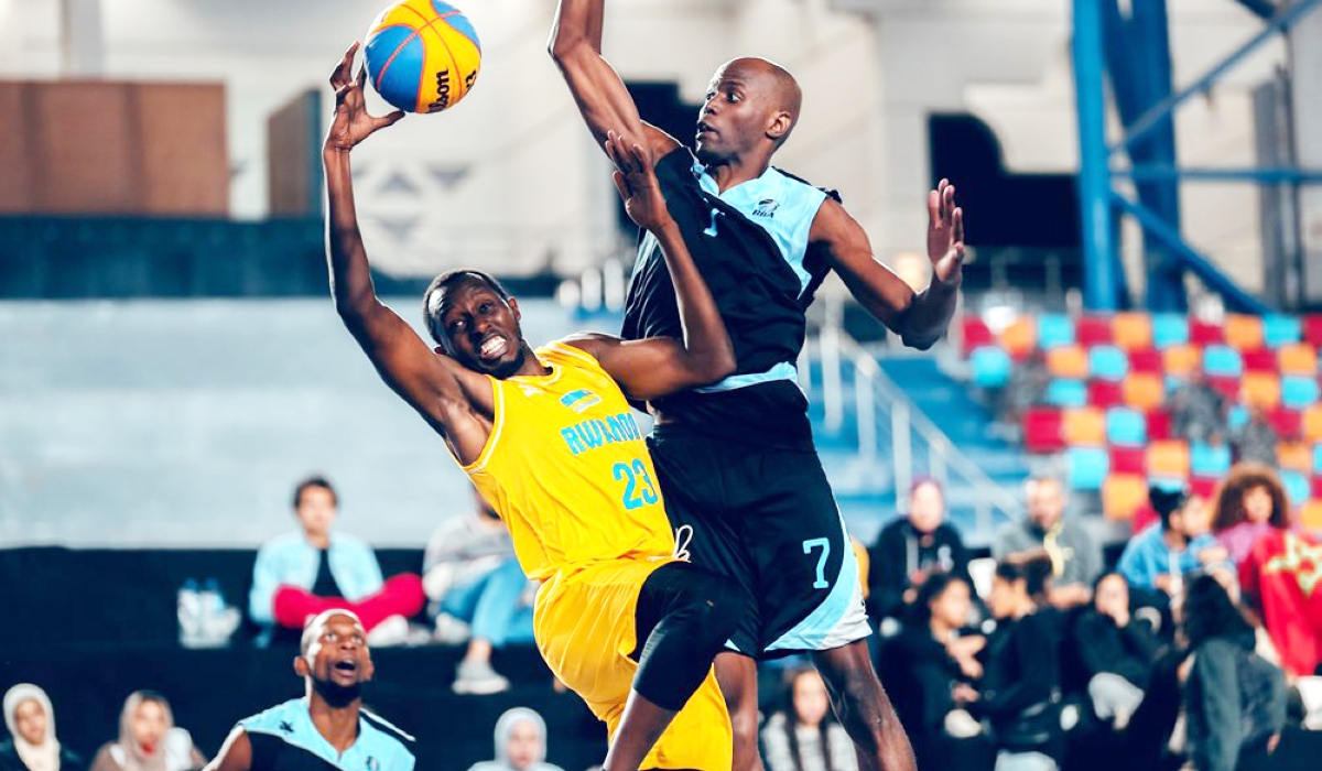 Rwanda&#039;s Havugintwari with the ball during the game against Botswana. Rwanda&#039;s men shocked 2019 winners Egypt in a nail-biter 21-19 before putting 15-7 past Botswana. Courtesy