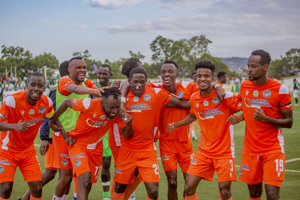 AS Kigali players celebrate after stunning SC Kiyovu at Kigali Stadium. Courtesy