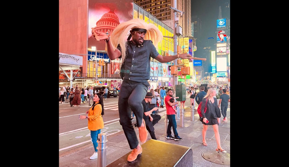 Yannick Kamanzi at Time Square in New York. Courtesy photos