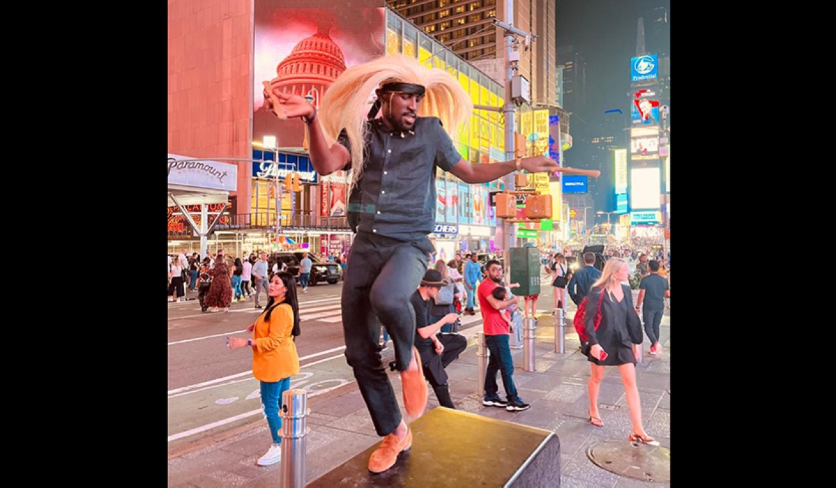 Yannick Kamanzi at Time Square in New York. Courtesy photos