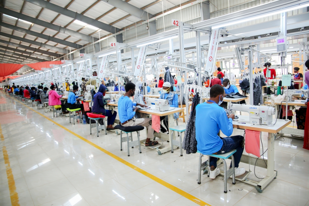 Workers at Pink Mango, a Hong Kong-based textile manufacturer, at the Kigali Special Economic Zone. More than 254,000 youth in Rwanda are qualified for the Global Business Service and Business Process Outsourcing for hire. Photo: Craish Bahizi.