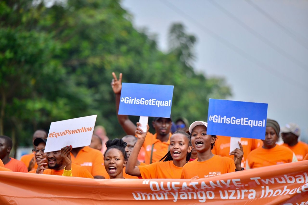 Kigali residents march during an anti-GBV awareness campaign as part of activities for the 16 days of activism against gender-based violence, on Sunday, December 4. The annual campaign, that kicked off on November 25 as the World marked the International Day for the Elimination of Violence against Women and Girls, will run until December 10. Photo: Courtesy.