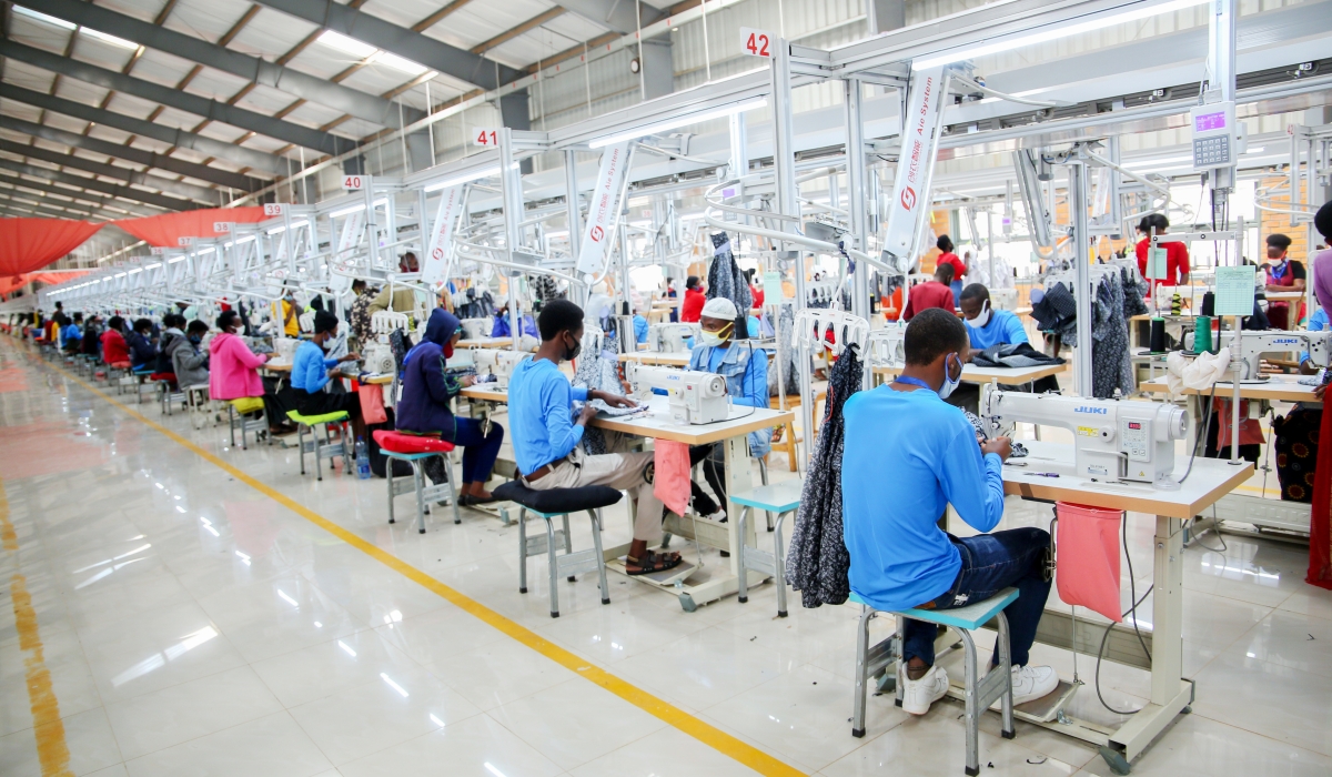 Workers at Pink Mango, a Hong Kong-based textile manufacturer, at the Kigali Special Economic Zone. More than 254,000 youth in Rwanda are qualified for the Global Business Service and Business Process Outsourcing for hire. Photo: Craish Bahizi.