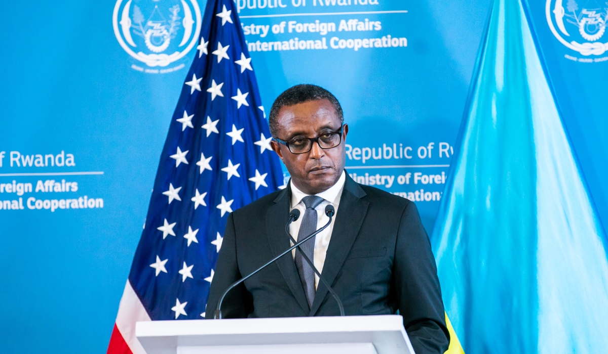 Rwanda’s Minister of foreign affairs Vincent Biruta says external interference and dictates in regional and continental efforts that serve to shield DR Congo from accountability and emboldens them to be unresponsive to commitments made through ongoing processes. Photo: Olivier Mugwiza