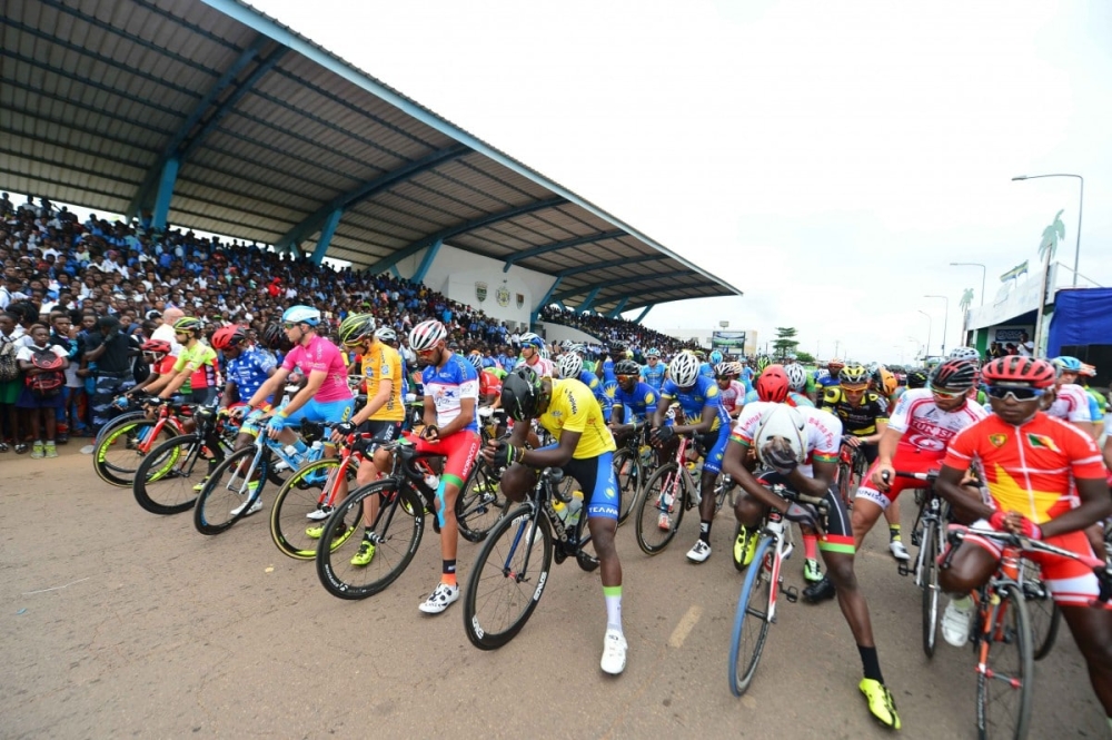 Cyclists during La Tropicale Amissa Bongo. Rwanda is among 15 teams selected to participate in the 2023 edition. File