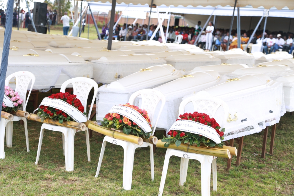 A decent burial event of the victims of the Genocide against the Tutsi at Nyanza-Kicukiro Genocide Memorial on on May 4, 2019. Sam Ngendahimana