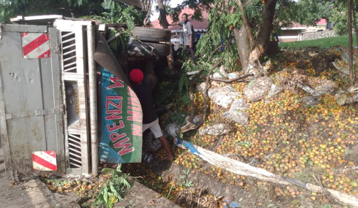 A scene of accident in Rubavu where a truck crashed Rubavu Hospital building and three people reported died on Saturday. December 10. Courtesy