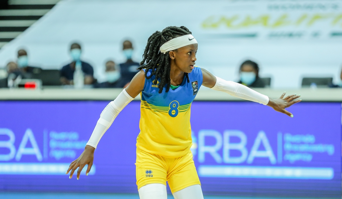 The twenty-year-old Rwandan female combo-guard Sifa Joyeuse Ineza during a past game at BK Arena. Photo: File.