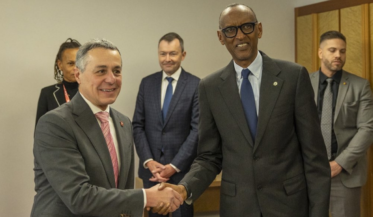 President Paul Kagame meets with President Ignazio Cassis of the Swiss Confederation  in Geneva, Switzerland on Monday, December 12. Photo by Village Urugwiro