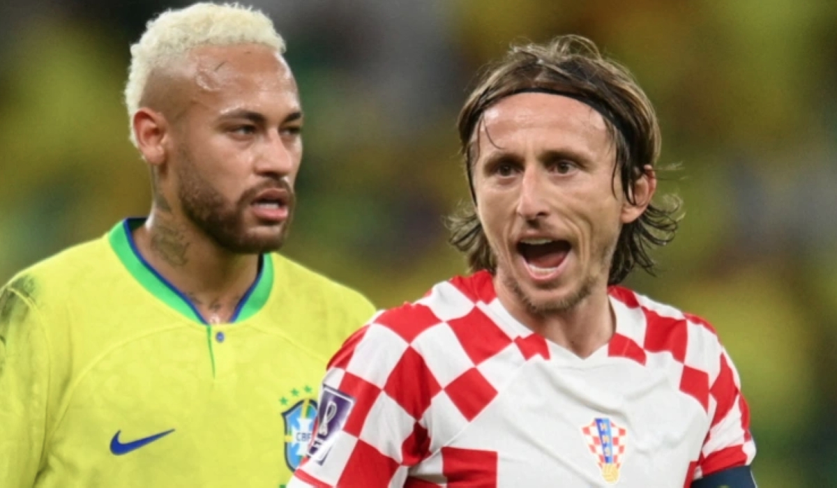 Croatia’s Luka Modric and Brazil’s Neymar during their quarterfinal match on December 9, 2022 [Annegret Hilse/Reuters]
