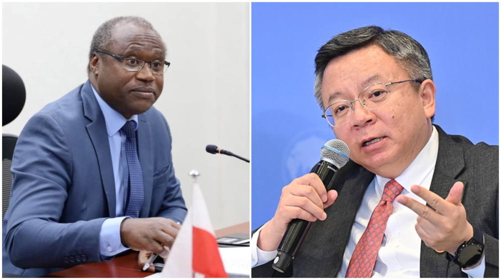 L-R: Uzziel Ndagijimana, Rwanda&#039;s Minister for Finance and Economic Planning; and Bo Li, Deputy Managing Director and Acting Chair of IMF Board. IMF has approved a $319 million loan to finance projects tackling climate change. Courtesy