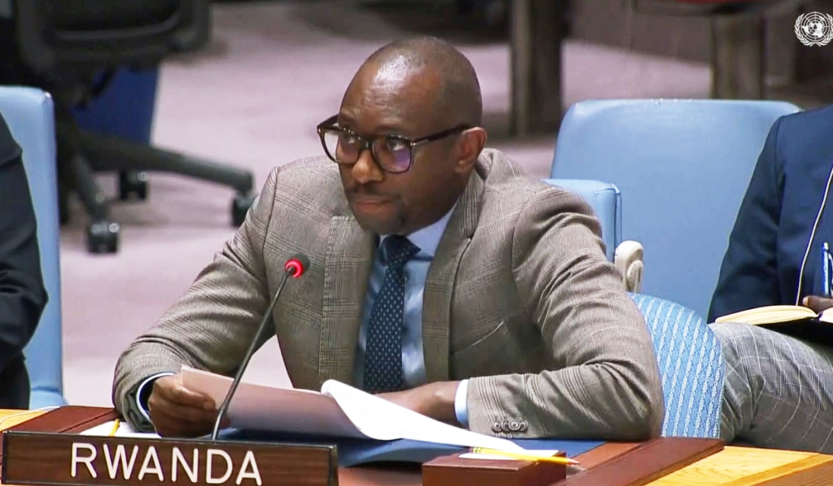 Robert Kayinamura, Deputy Permanent Representative of Rwanda to the UN  speaks at the UN Security Council debate on International Residual Mechanism for Criminal Tribunals on December 12. Courtesy