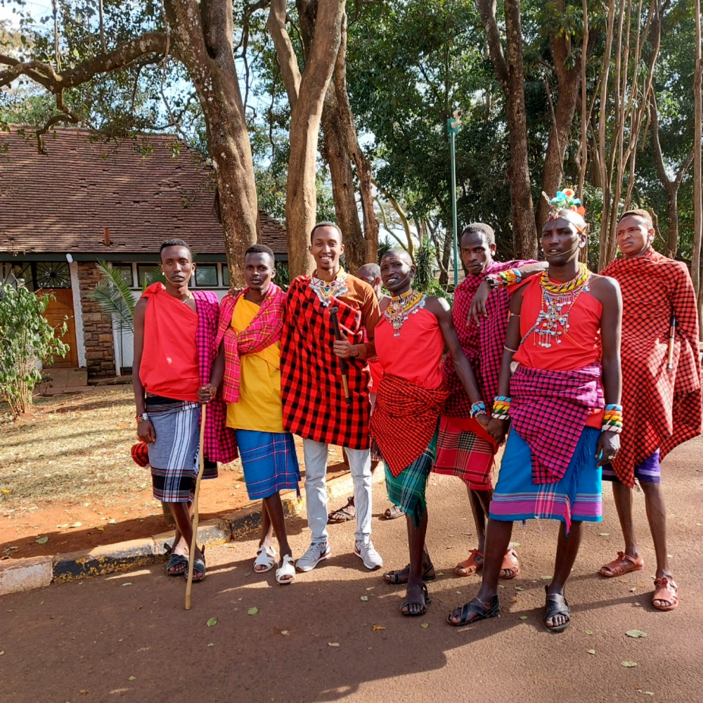 The writer Lavie Mutanganshuro (3rd from Left) in group photo with some Kenyans from Masai tribe. While visiting the Nairobi Animal Orphanage, I met people from the Maasai tribe. I realised they are way friendlier than I thought.