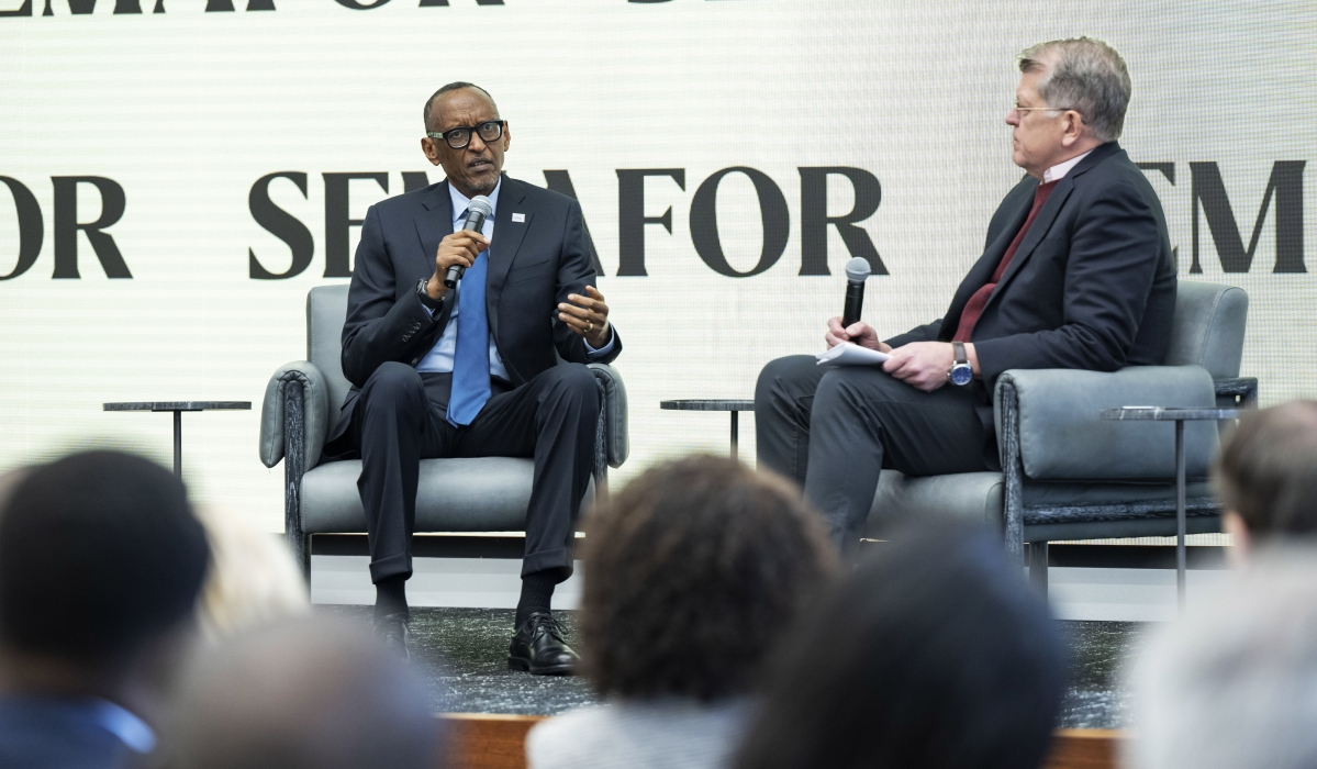 President Paul Kagame speaks during an interview with Alastair L. Clement, on the sidelines of the U.S-Africa Summit in Washington D.C on December 14, 2022. Photo by Village Urugwiro