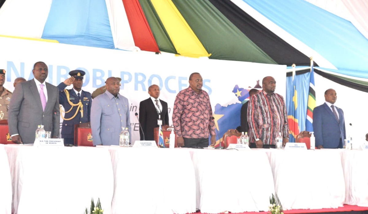 Regional leaders during the third Inter-Congolese dialogue under the EAC-Led Nairobi Process on December 5. Courtesy 