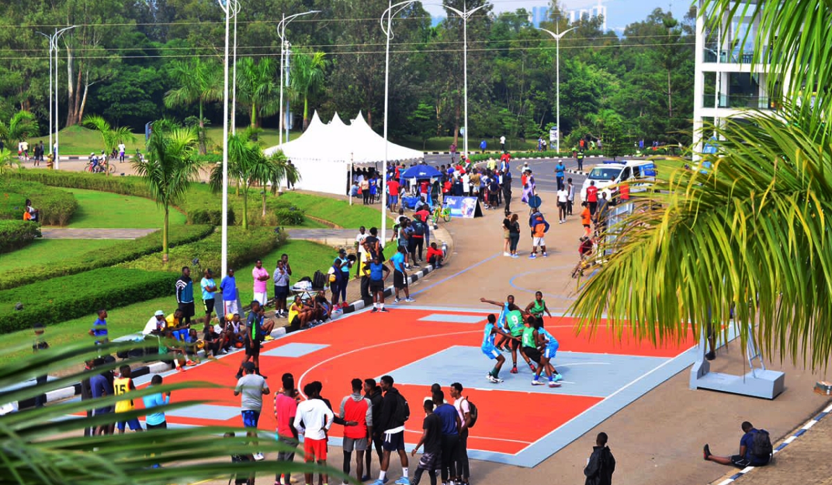 A mini-basketball court  for 3x3 basketball at Kigali Heights. Photo: Courtesy.