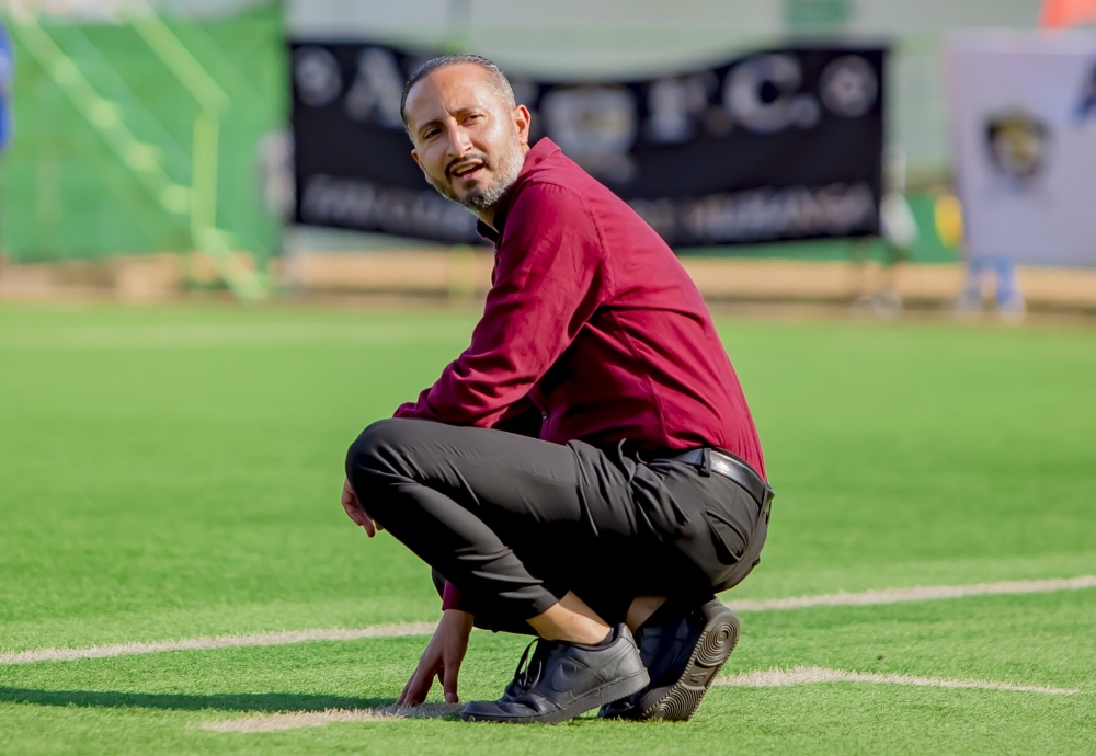 APR FC interim coach Ben Moussa during the game against Rayon Sports of which his side shocked the Blues 1-0 at Kigali Stadium on Saturday, December 17. Photo by Christophe Renzaho