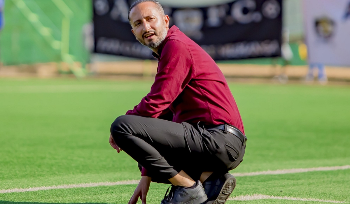 APR FC interim coach Ben Moussa during the game against Rayon Sports of which his side shocked the Blues 1-0 at Kigali Stadium on Saturday, December 17. Photo by Christophe Renzaho