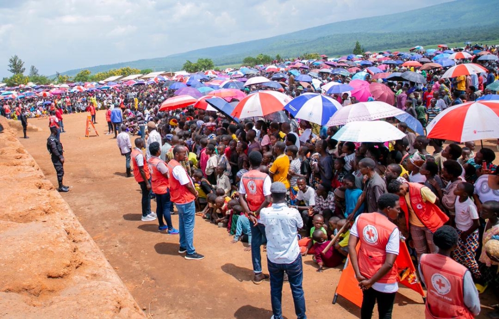 Thousands of Burundian refugees who live in Mahama camp in Kirehe District during a meeting with the delegation from Burundi which is in Rwanda to sensitize refugees to repatriate voluntarily, on Tuesday, December 20 . Mahama refugee camp hosts 38,000 Burundian national