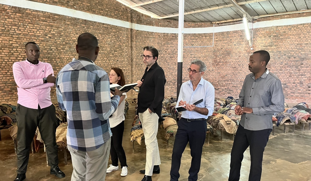 French researchers and historians during a guided tour of Nyamata Genocide Memorial on December 18. Courtesy