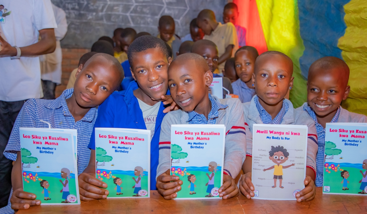 Ecole Bugumiro Foundation received 1382 children’s books_ including 1000 copies of the books adapted from Ubongo’s edutainment shows. Courtesy