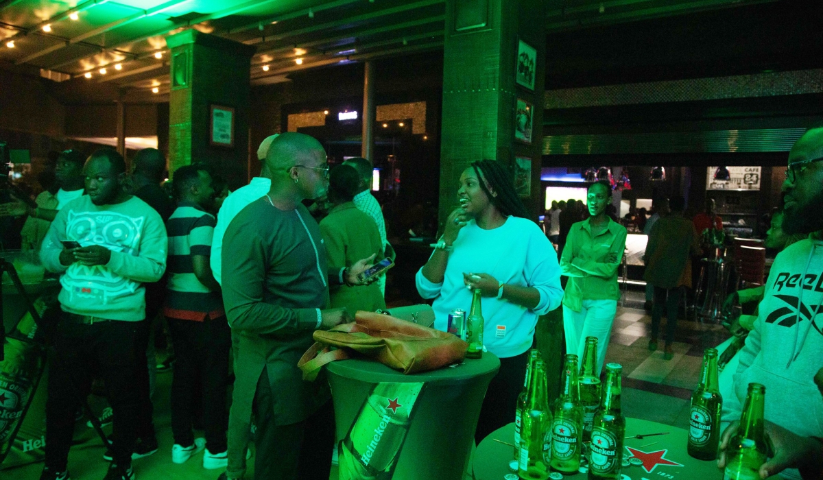Clients at one of pubs in Kigali. consumers that beverages such as Heineken, soft drinks, Primus, Mutzig, Turbo King, and Legend drastically increased two weeks ago. Dan Kwizera