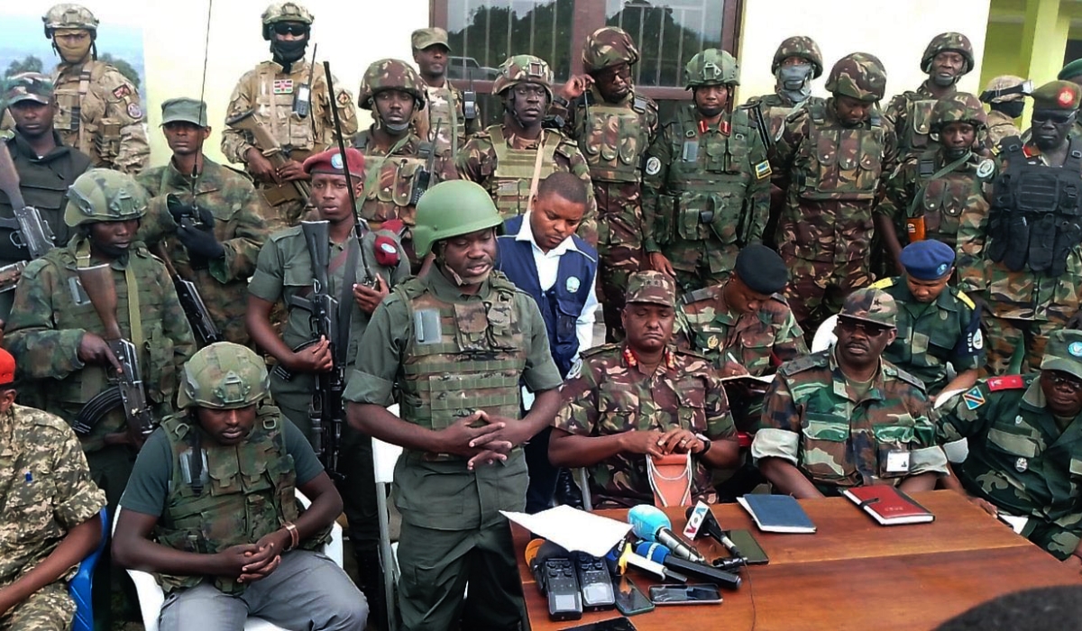 The M23 rebel group handing over Kibumba  territory to the EAC force in DRC  led by Kenyan Maj. Gen Jeff Nyagah.Lawrence Kanyuka, the M23 political spokesperson, said that the next meeting, due on Saturday, December 31.