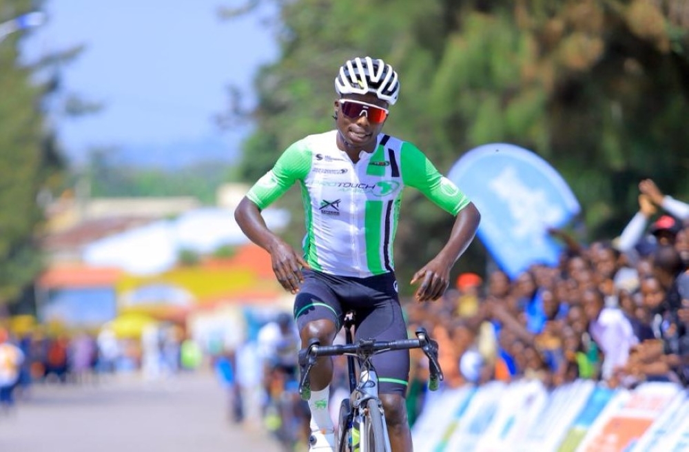 Moise Mugisha celebrates the victory