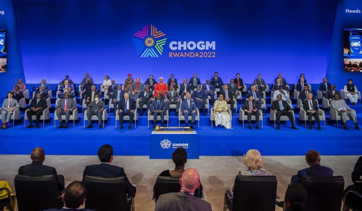 Commonwealth Heads of State and senior delegates in group photo during the 26th Commonwealth Heads of Government meeting (CHOGM)  in Kigali in June 2022. Courtesy