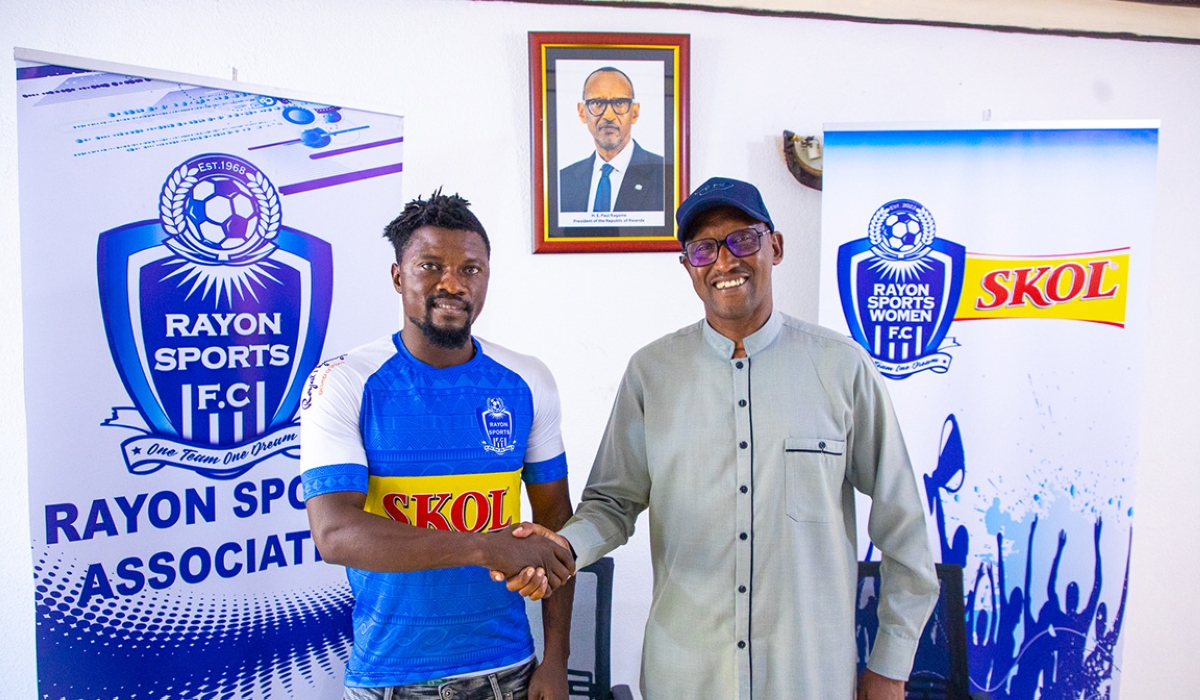 Striker Heritier Luvumbu after signing a six-month contract with Rayon Sports on Saturday, December 31. Photo by Dan Kwizera