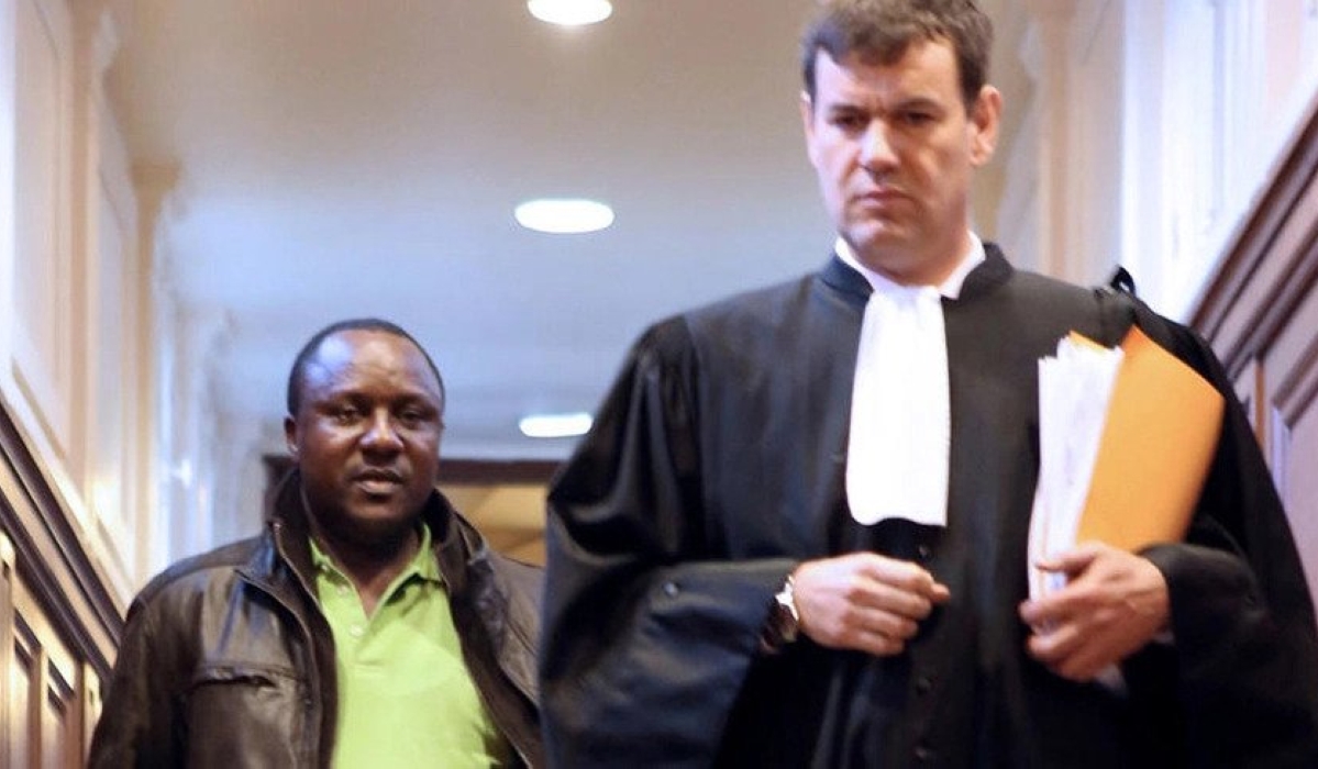 France-based genocide convict Claude Muhayimana and his lawyer. The convict Muhayimana has been released from jail and placed under judicial supervision