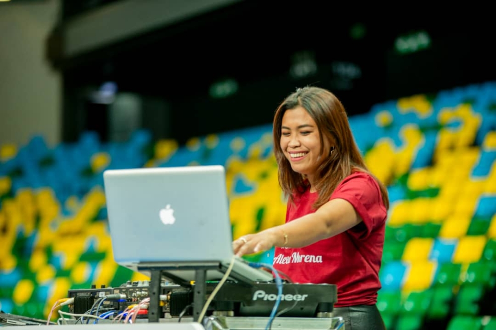 The DJ sets up at BK Arena ahead of a performance.  