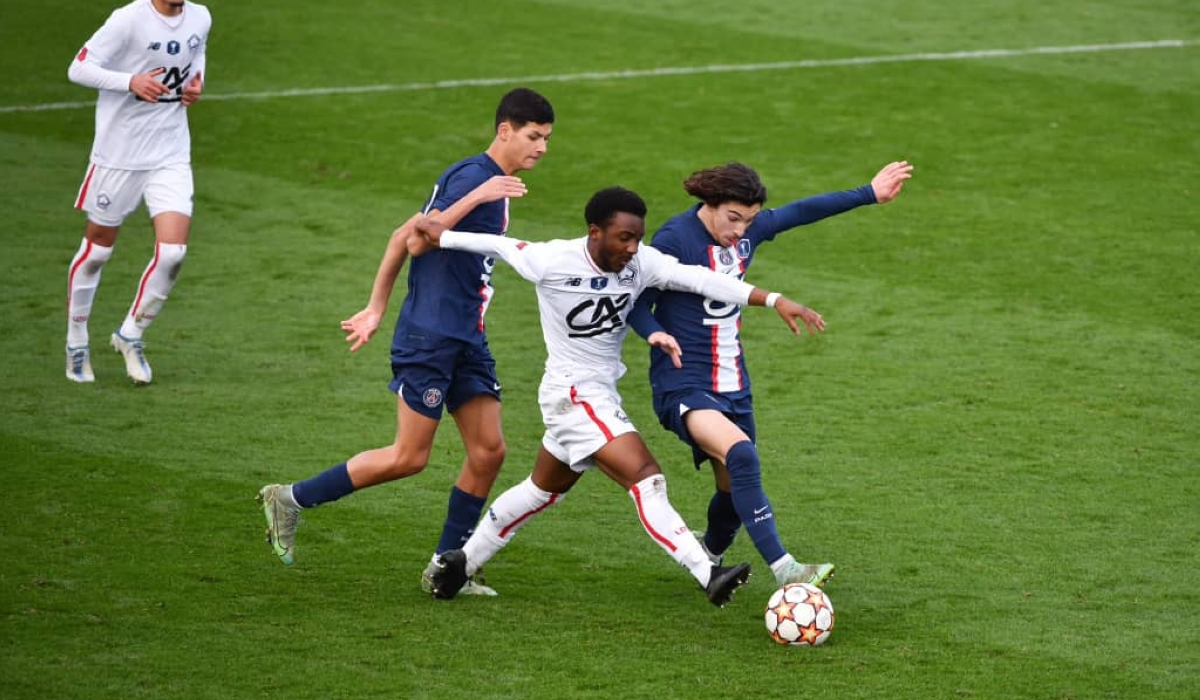 Rwandan midfielder Hakim Sahabo vies for the ball during the game against PSG II. Sahabo scored the winning goal for Lille II against PSG II. Courtesy
