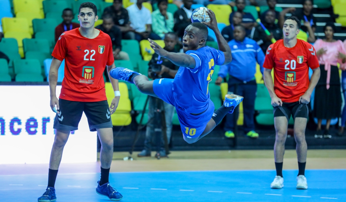 National team player in action at BK Arena. Dan Nsengiyumva