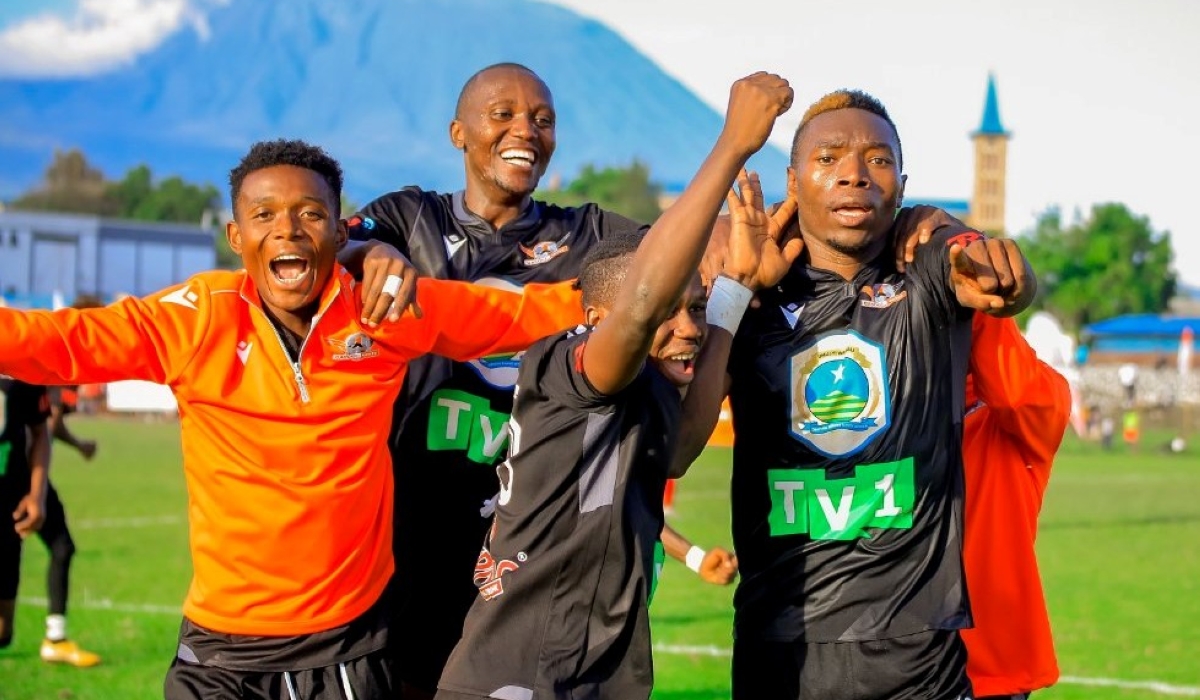 Gasogi United players celebrate a crucial win over Musanze Fc at Ubworoherane Stadium. Courtesy