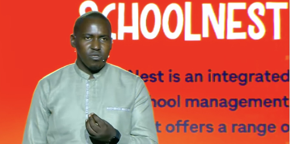 Jean Marie Vianney Karegeya presents SchoolNest, a digital management tool for schools.