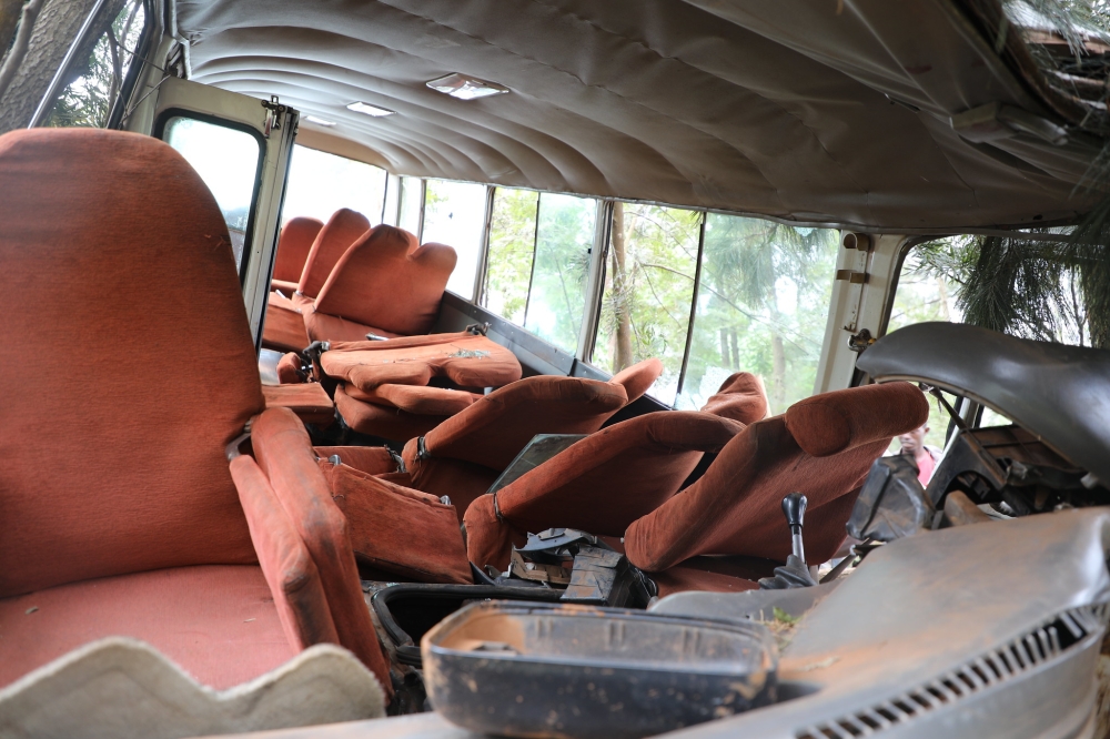 Inside the school bus that involved in the accident in which 25 children were injured and the driver. 23 out of 25 children who were hospitalised following a school bus accident on Monday morning, have