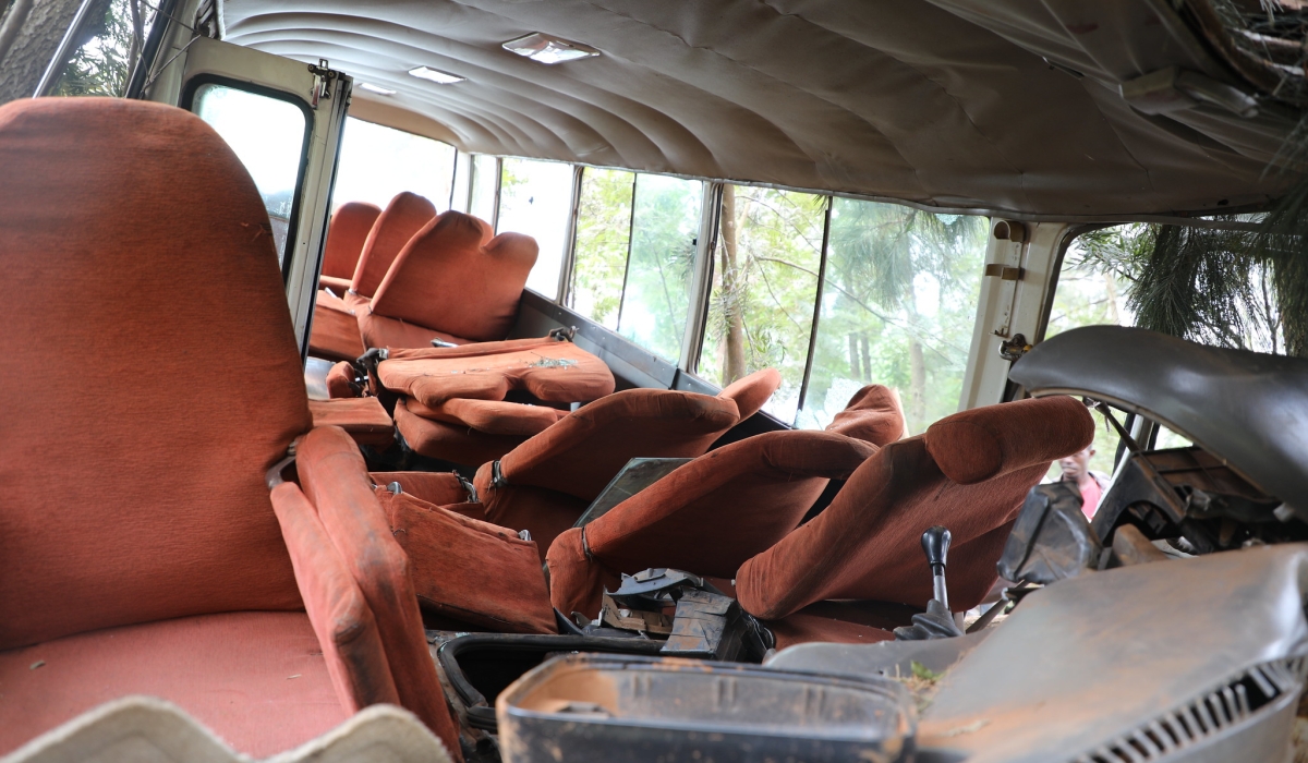 Inside the school bus that involved in the accident in which 25 children were injured and the driver. 23 out of 25 children who were hospitalised following a school bus accident on Monday morning, have
