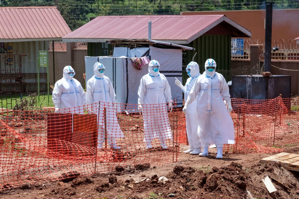 Health workers who helped Ebola patients in Uganda. Dr Tedros Adhanom Ghebreyesus, the WHO Director-General has congratulated Uganda for its robust and comprehensive response to Ebola. File