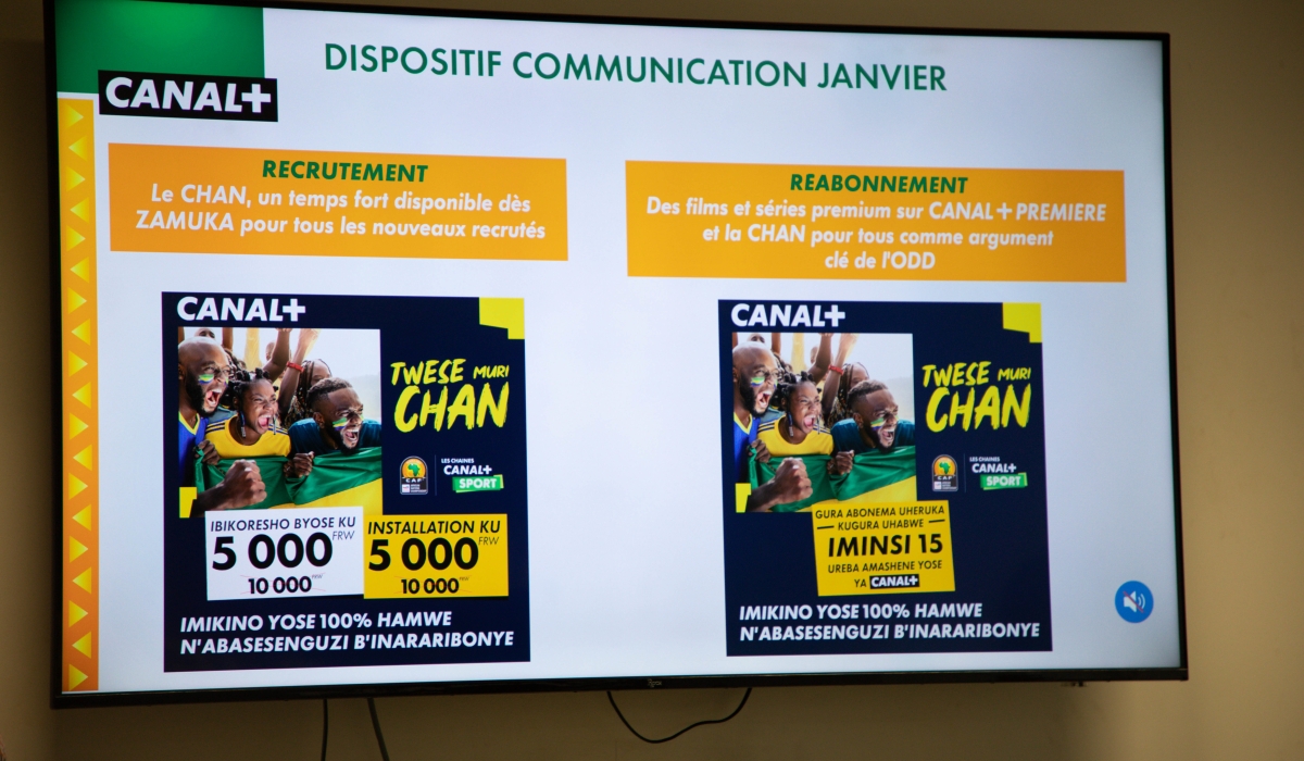 Canal Plus will broadcast all the CHAN 2023 matches. At only Rwf5,000, people will be able to follow their favorite African teams. Photo by Craish Bahizi