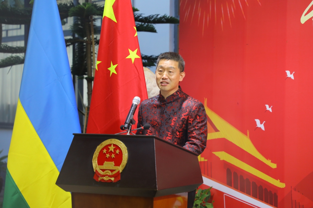 Ambassador of China to Rwanda, Wang Xuekun addresses delegates during the ceremony. Photo by Craish Bahizi