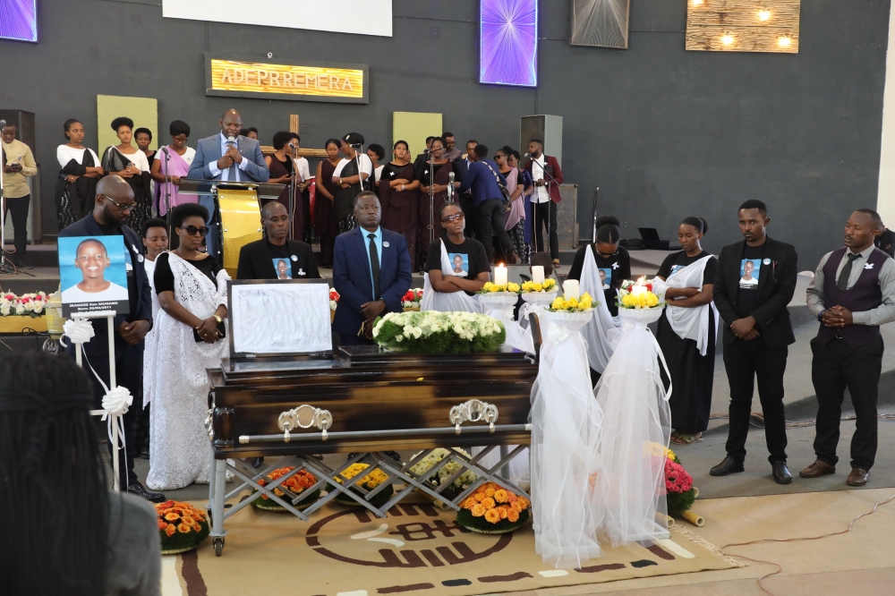 The family of Late Ken Mugabo during a requiem mass to bid farewell to him at ADEPR Remera. All Photos by Craish Bahizi