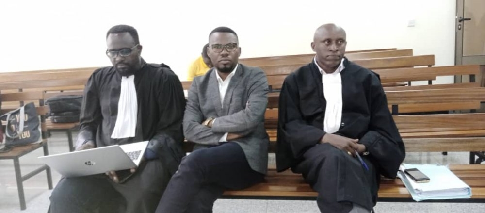 The former State Minister in charge of culture Edouard Bamporiki with his lawyers The High Court will, on Monday, January 16, issue its verdict in the appeal case of  Edouard Bamporiki. COURTESY